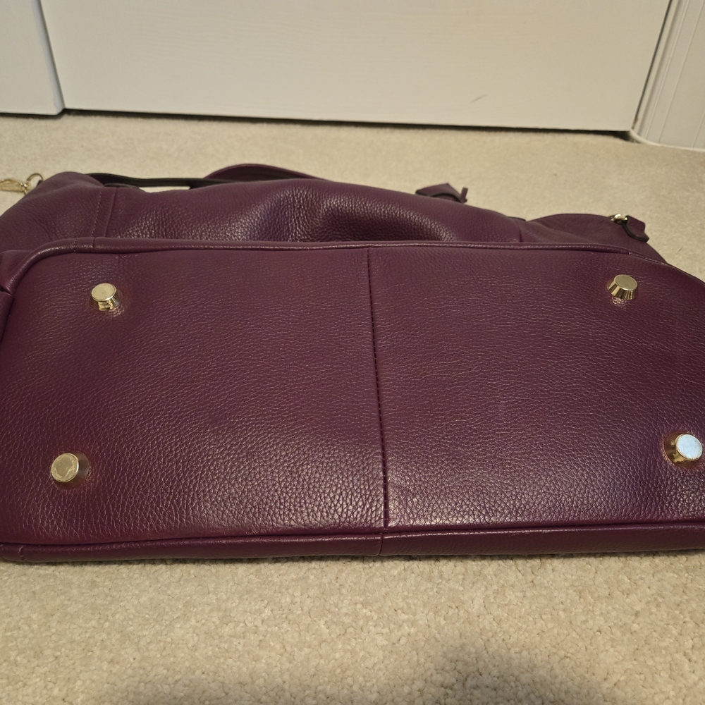 ❤️👜❤️G.I.L.I. Roma Large Pebbled Leather Tote in Deep Plum❤️👜❤️ - Picture 16 of 16